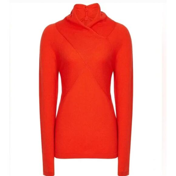 Reiss Torah Sweater Wool Cashmere Blend Womens Large Twist Neck Turtleneck Red - Picture 5 of 10